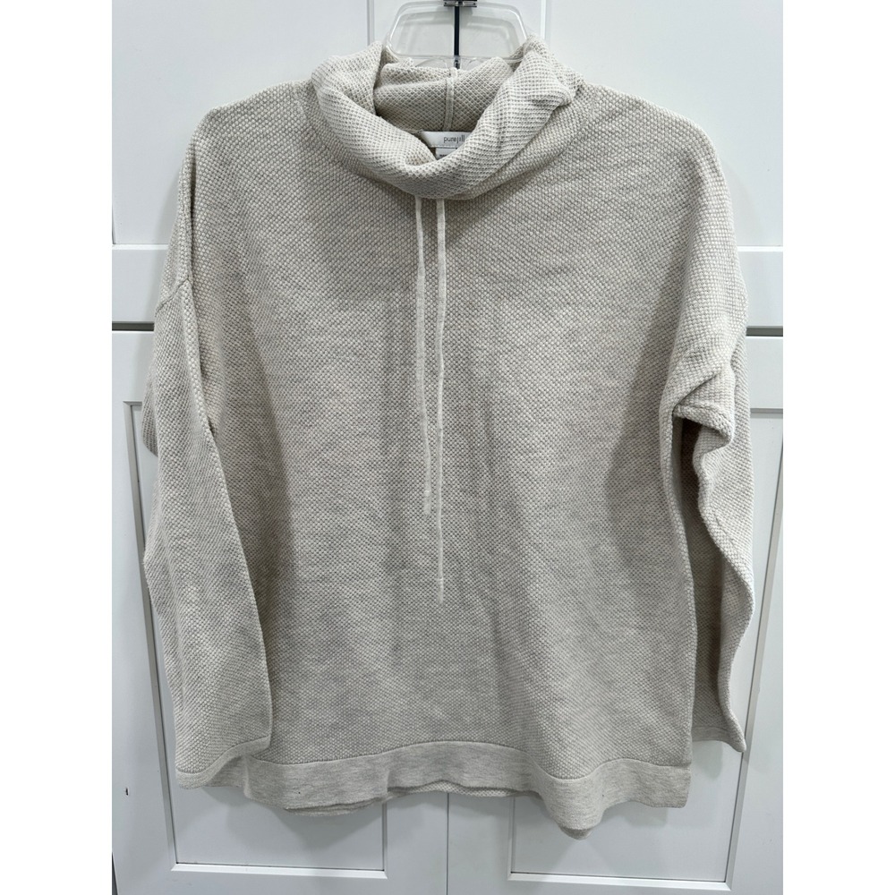Pure Jill J. Jill Oatmeal Beige Cowl Neck Drawstring Knit‎ Sweater Womens M